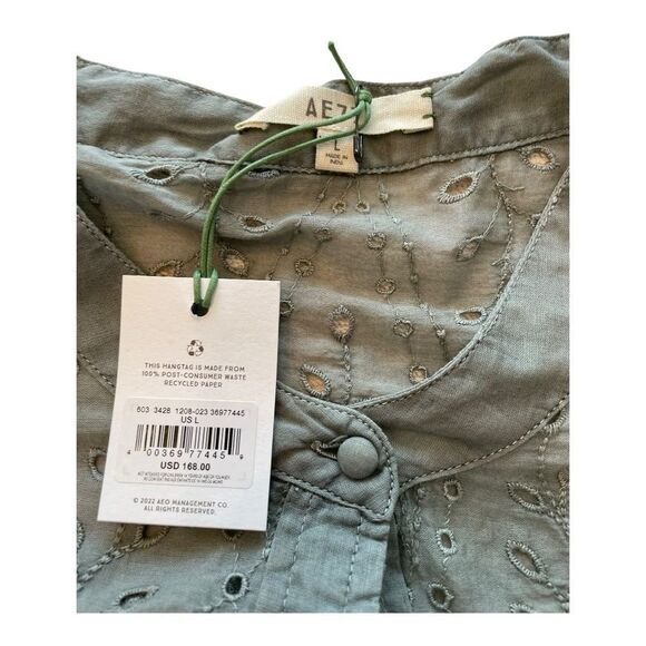 AE77 -American Eagle Outfitters Sage Green Blouse - Picture 5 of 6